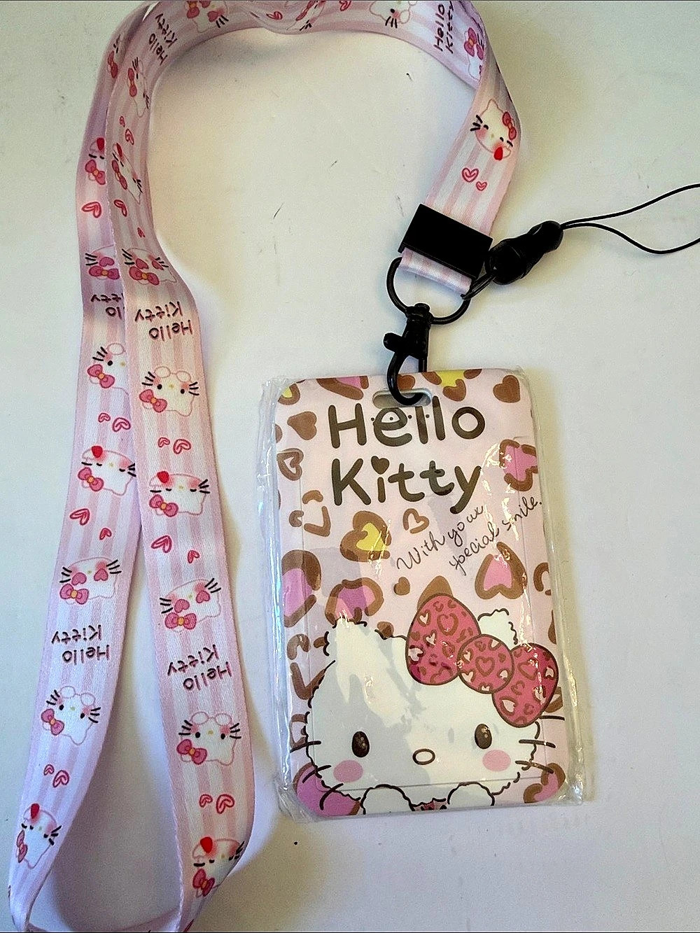 Sanrio Hello Kitty Pink & White Lanyard Card Holder